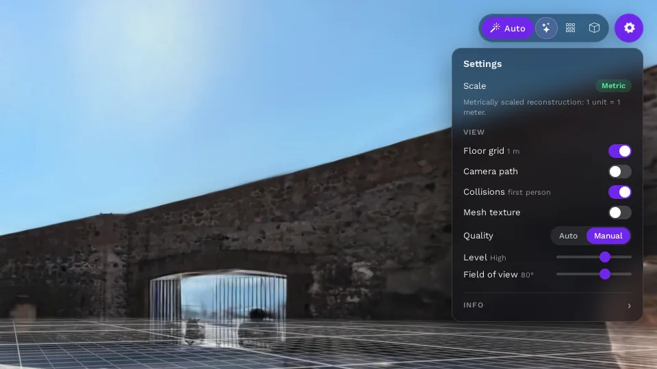 The manual quality levels in the settings panel